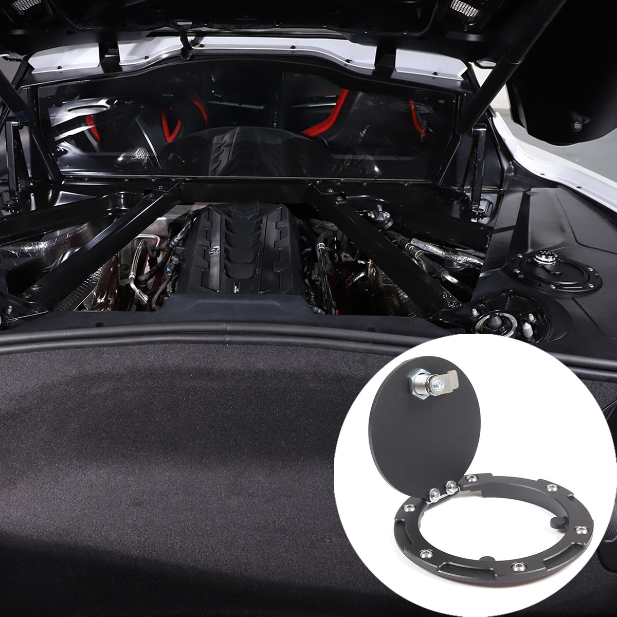 Alloy Engine Oil Cap Radiator water tank Cap Combination Lock For Corvette C8 14