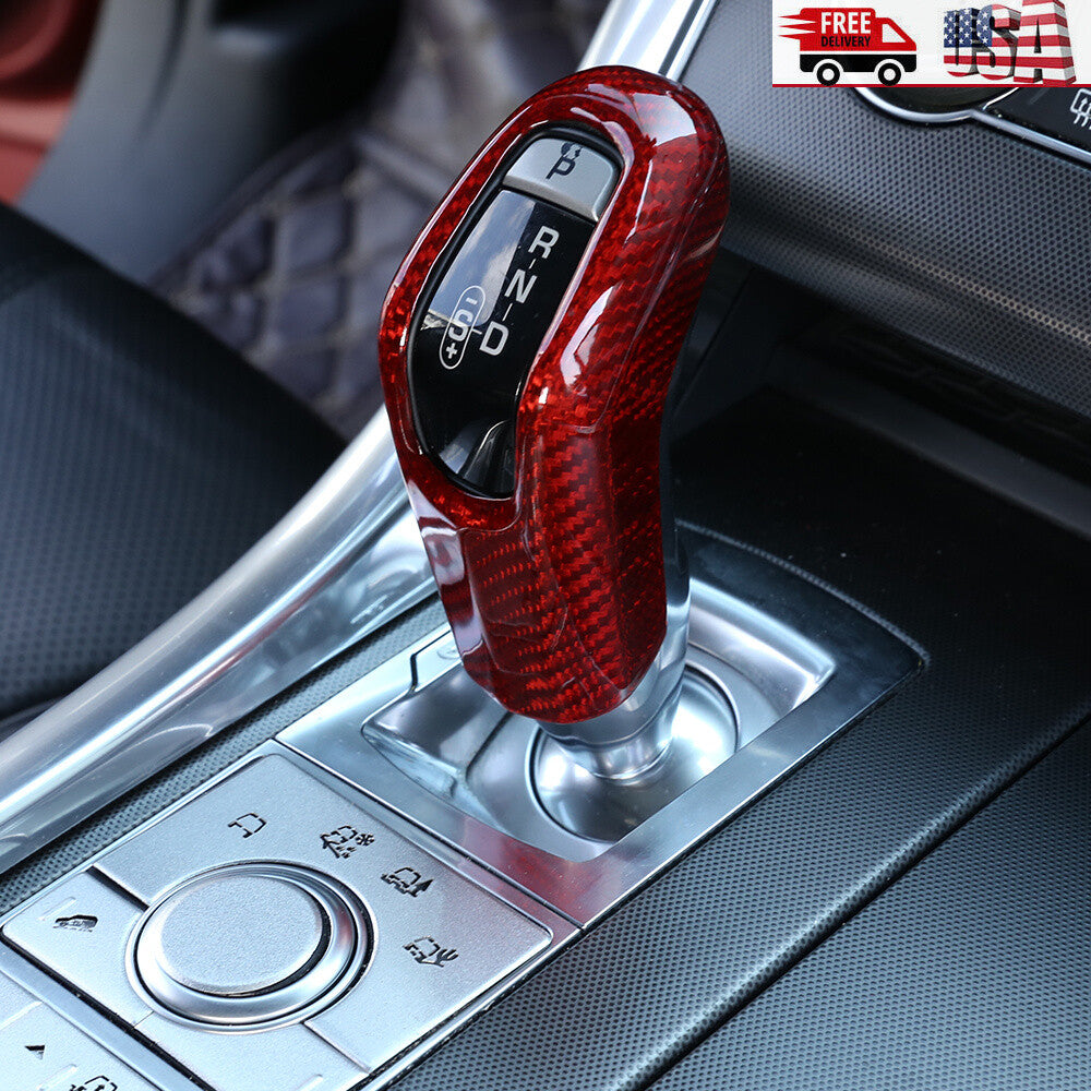 Red Carbon Fiber Gear Shift Knob Cover for LR Range Rover Sport & Jaguar E-PACE 3