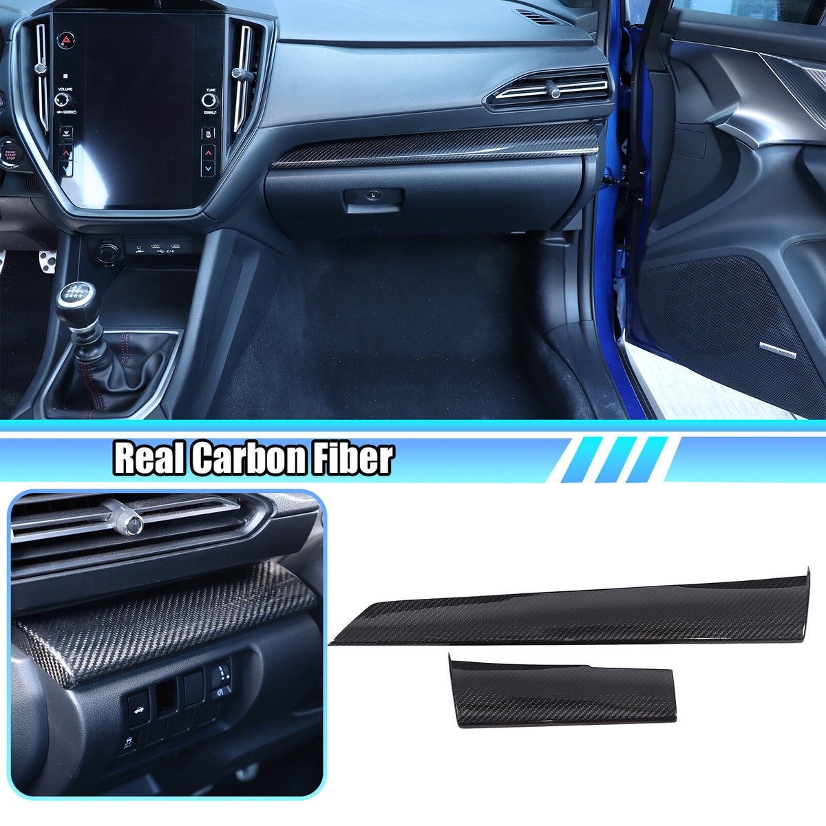 Real Carbon Fiber Console Dashboard Trim Cover For Subaru WRX STI VB 22-26 US 2