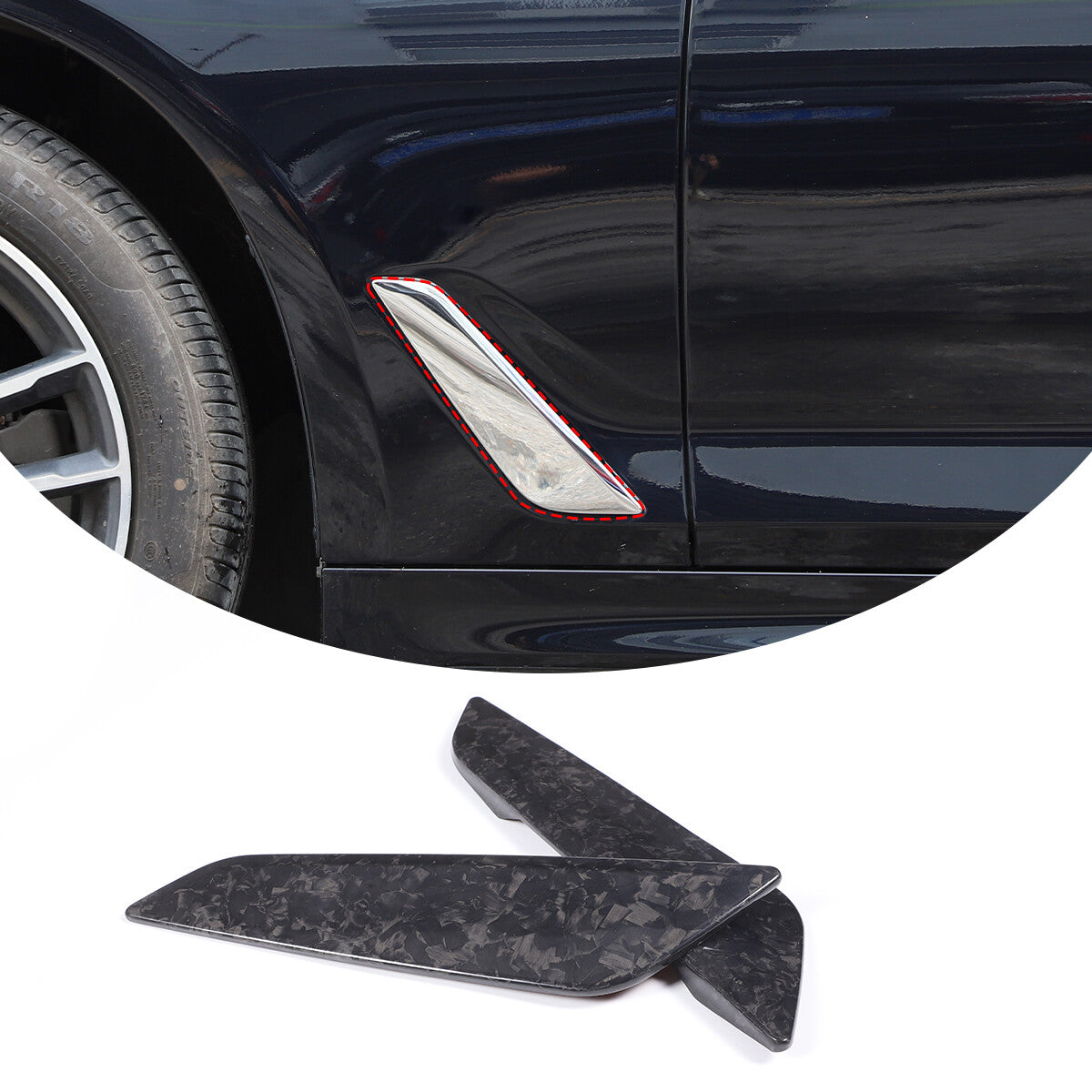 Forged Carbon Car Body Side Air Fender Trim For BMW 5 Series G30 2018-2022 10