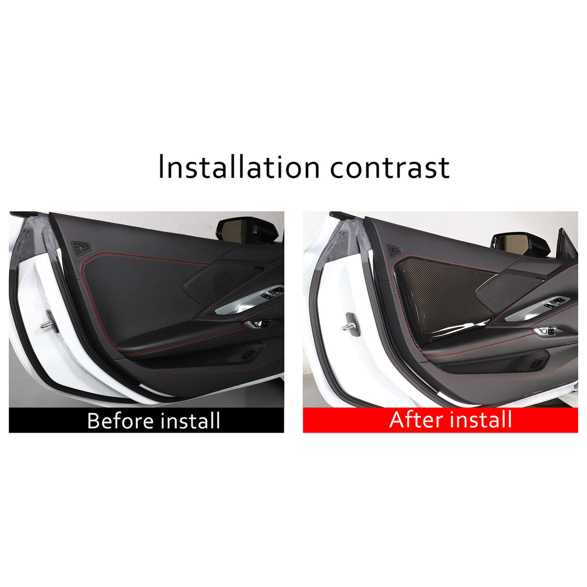 ABS Carbon Fiber Interior Door Anti-Kick Panel Cover Trim For Corvette C8 20-26 12