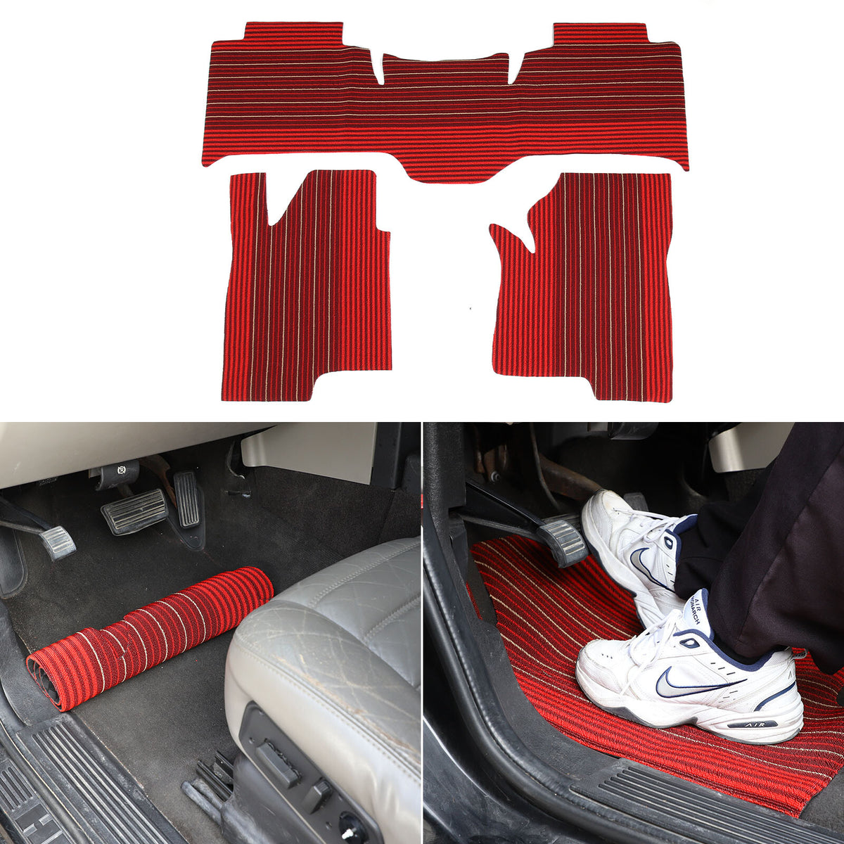 Red Car Floor Mats Liner Cargo Carpets Foot Pads For Hummer H2 2003-2007 3