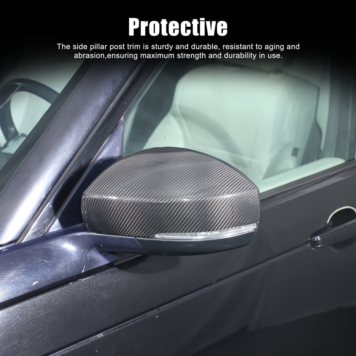 Real Carbon Fiber Outer Rearview Mirror Trim For LR5 Discovery 5 L462 2014-2021 3