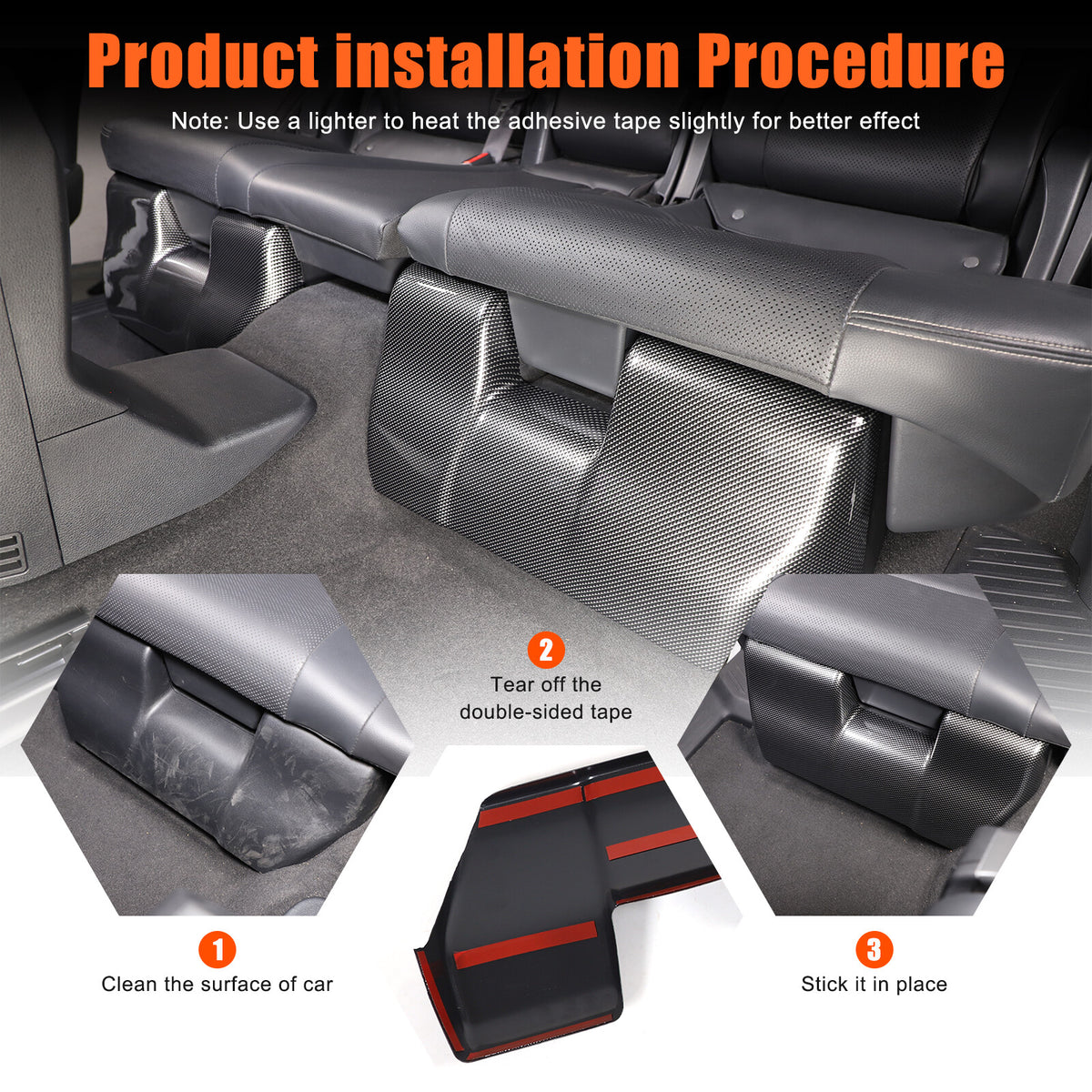 ABS Carbon Rear Seat Anti-kick Panel Trim For Toyota Land Cruiser LC250 24+ 12