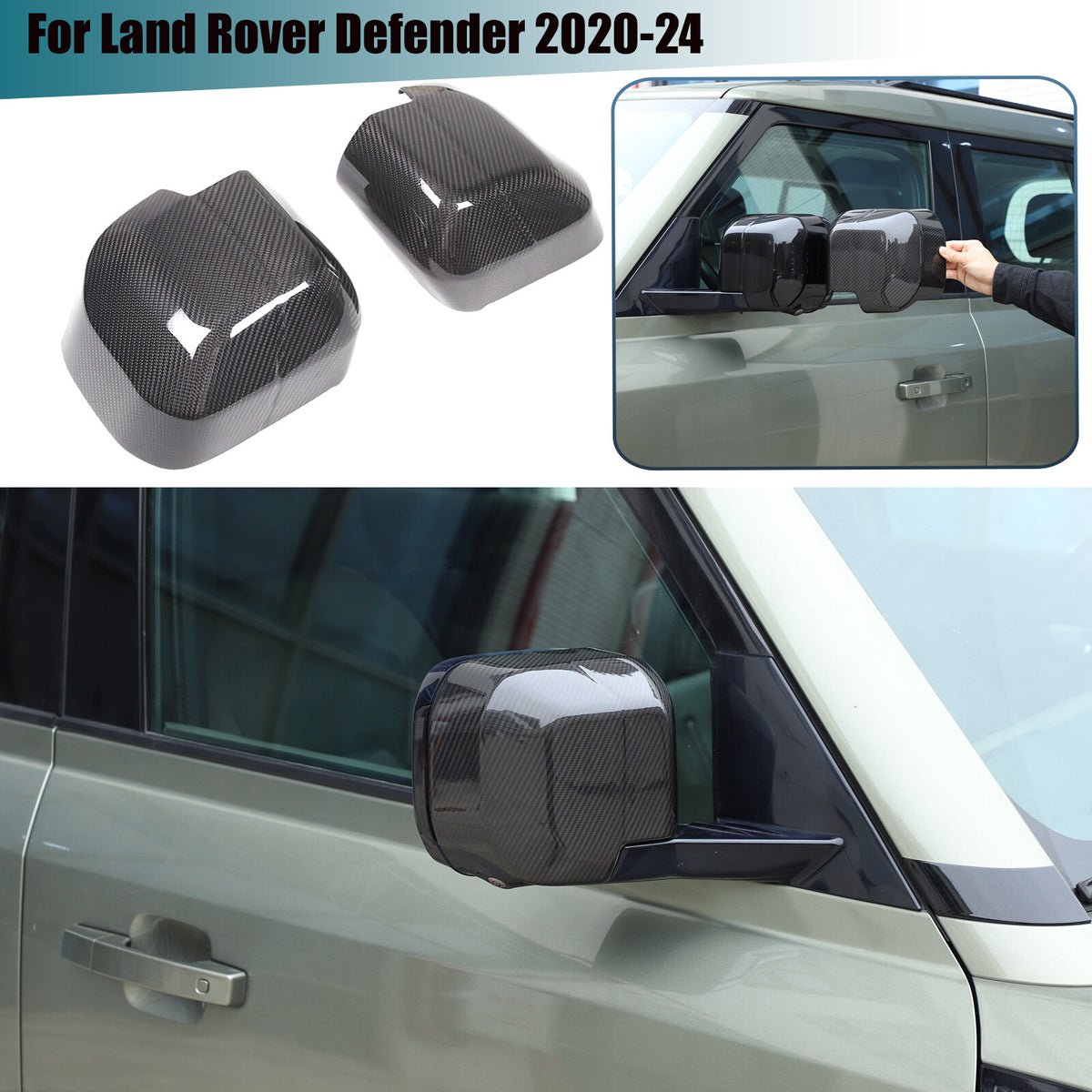 Real Carbon Fiber Rearview Mirror Cover Trim For Land Rover Defender L663 20-25 1
