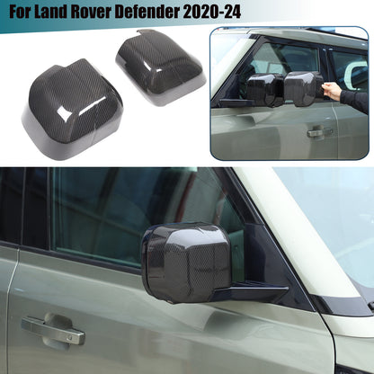 Real Carbon Fiber Rearview Mirror Cover Trim For Land Rover Defender L663 20-25 1