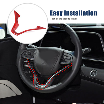 Red Real Carbon Fiber Steering Wheel Base Cover Trim For Cadillac Escalade 2021+ 17