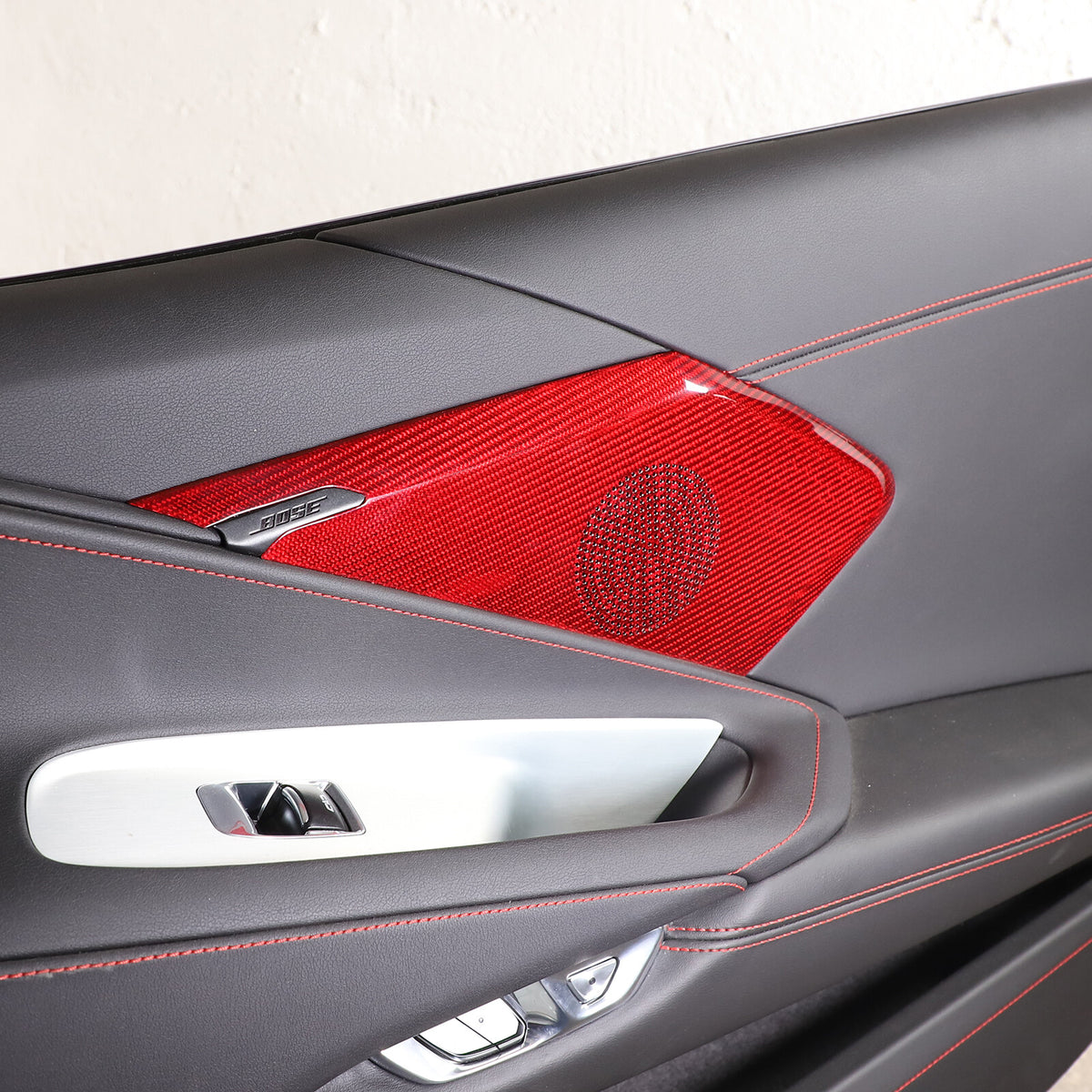 Red Door Sound Speaker Cover REAL HARD Carbon Fiber For Corvette C8 1LT 20-2026 11