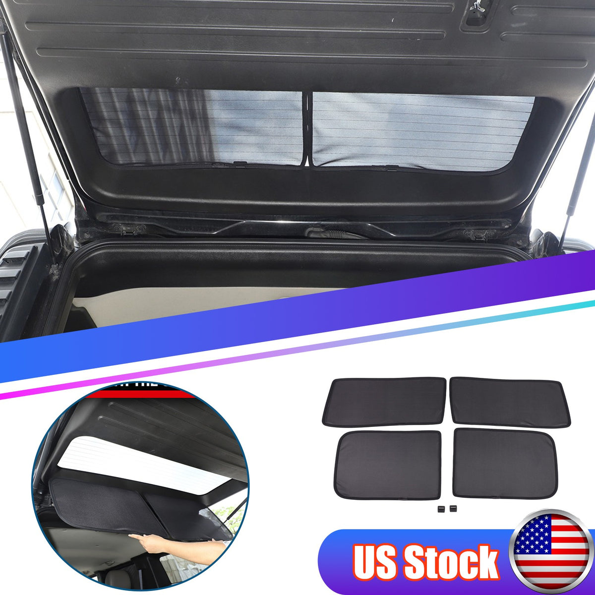 Black Rear Tailgate Window Mesh Screen Sun Shade Cover For Hummer H2 2003-2009 1