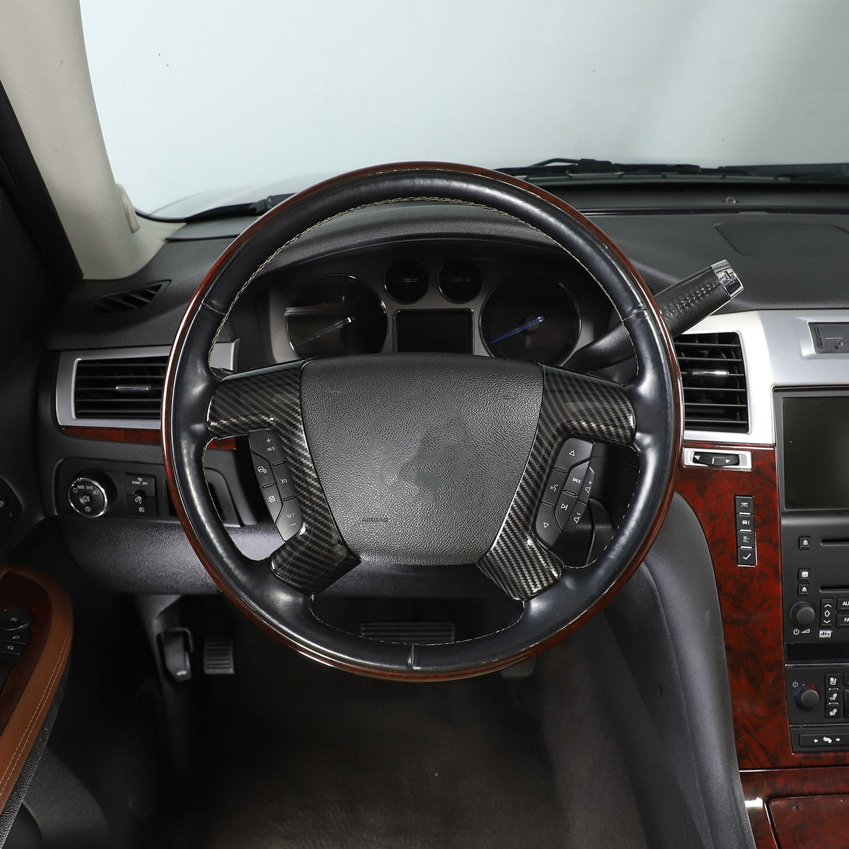 Real Dry Carbon Fiber Steering Wheel Side Button Trim For Hummer H2 2003-2007 19