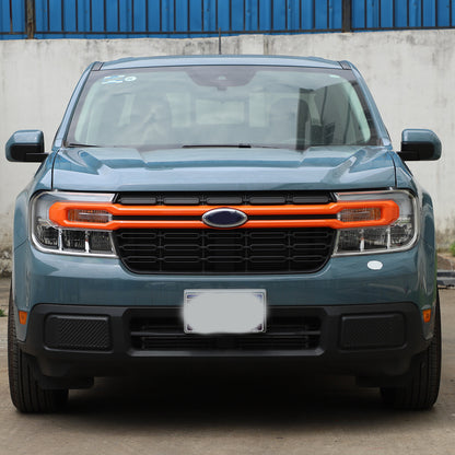 Orange Front Bumper Grille Trim Cover + Logo Ring For Ford Maverick 2022 US 9