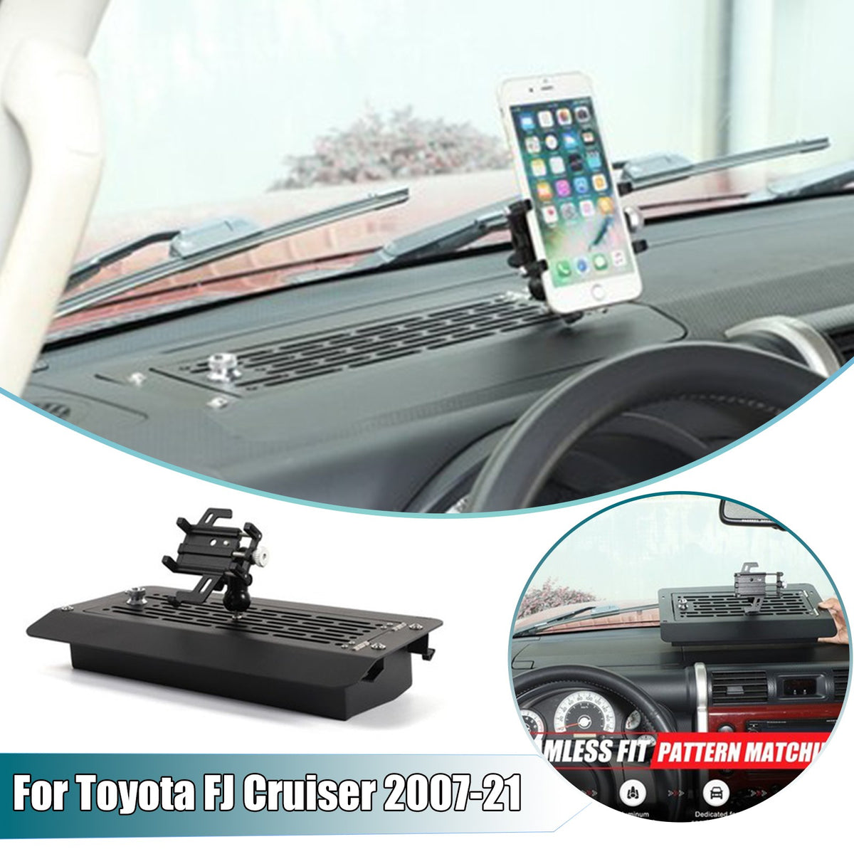 Off-Road Phone Holder with Dashboard Password Box For Toyota FJ Cruiser 2007-21 1
