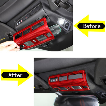 Red Real Dry Carbon Fiber Reading Light Trim Frame Cover For Corvette C8 20+ US 15