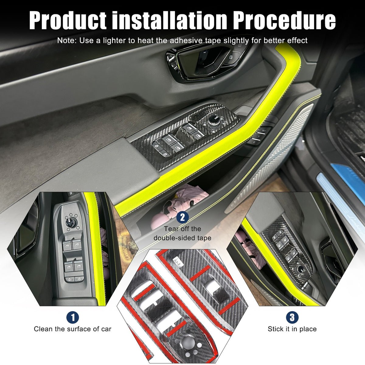 Real Carbon Fiber Window Lift Switch Panel Trim For Lamborghini URUS/SE 18-21 US 24