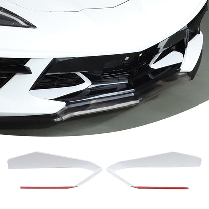 White ABS Front Bumper Center Grille Frame Trim Cover For Corvette C8 2020+ 16