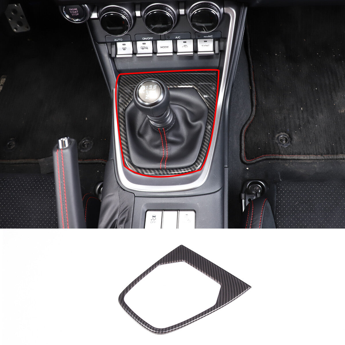 Carbon Look Console Interior Trim Cover Set For Toyota 86/Subaru BRZ 2022 US 9