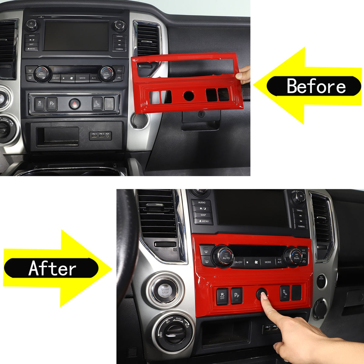 11PCS Red ABS Dashboard Center Console Trim Cover Set for Nissan Titan 2016-23 15