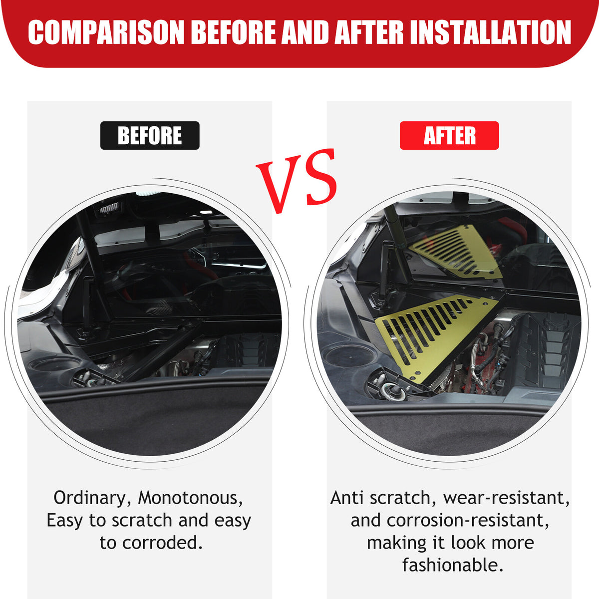 Yellow Engine Bay Side Panel Cover Overlay Coupe For Corvette C8 2020-26 22
