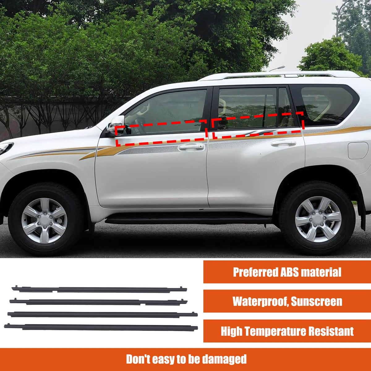 Replacement Rubber Window Outer Seal Strip For Toyota Prado LC150 2010-2020 US 20
