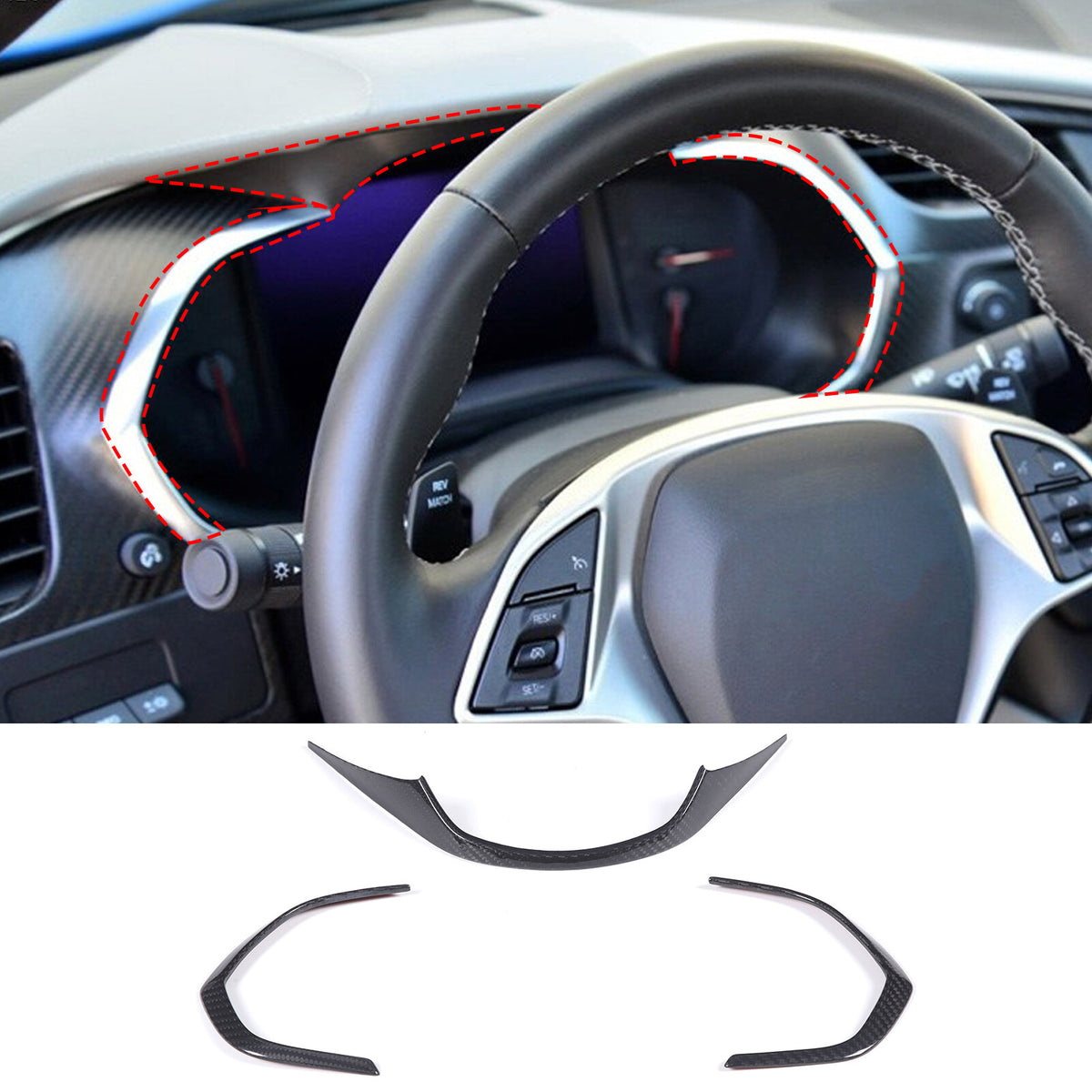 Real Dry Carbon Fiber Interior Center Full Trim Set Kit For Corvette C7 14-19 17
