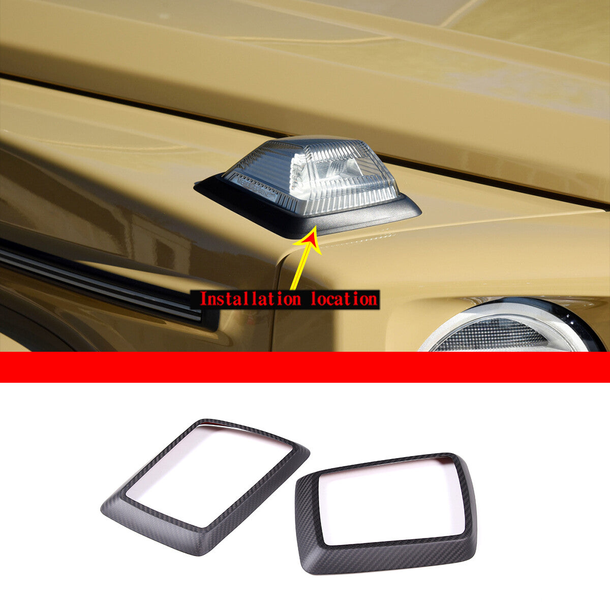 Real Carbon Fiber Car Hood Turn Signal Light Cover Frame For Benz G class 19-26 7