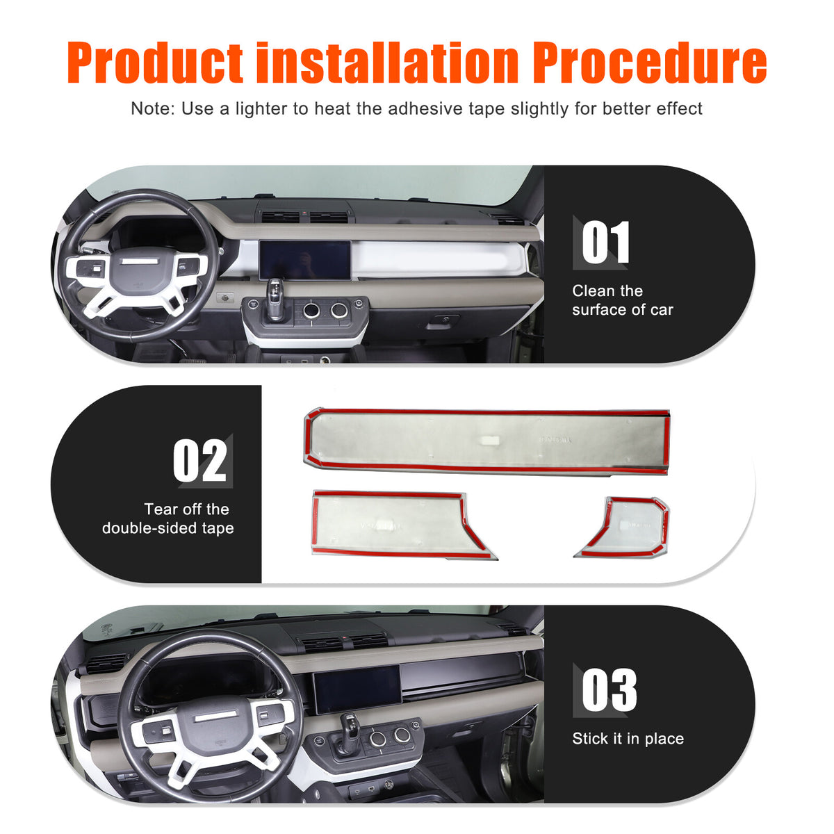 Matte Real Carbon fiber Dashboard wordmark Trim Cover For LR Defender 20-23 US 19