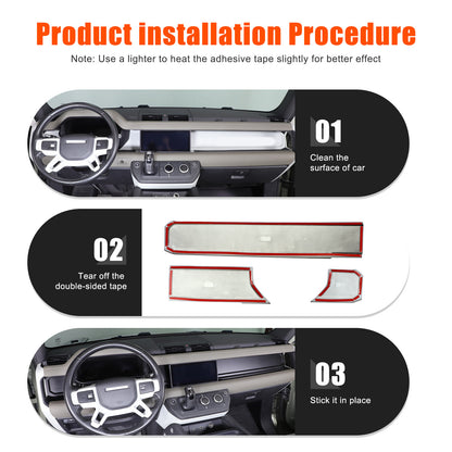 Matte Real Carbon fiber Dashboard wordmark Trim Cover For LR Defender 20-23 US 19