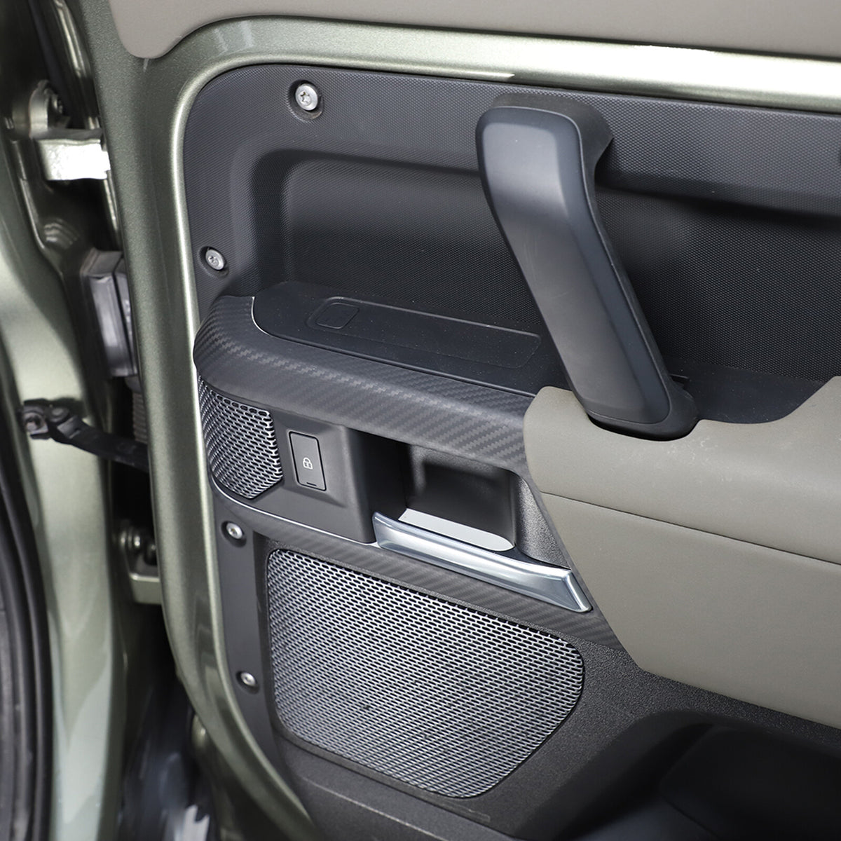 Matte Real Carbon Fiber Interior Door Handle Cover Trim For LR Defender 110 20+ 17