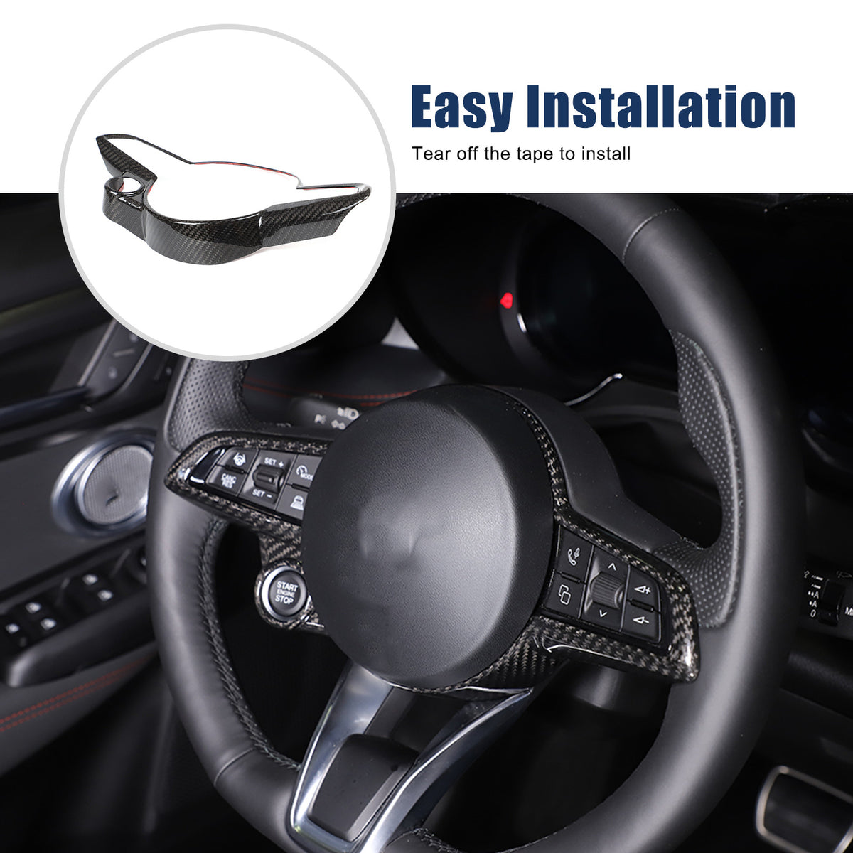 Real Carbon Fiber Steering Wheel Cover Trim For Alfa Romeo Giulia/Stelvio 2020+ 1