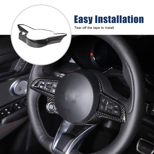 Real Carbon Fiber Steering Wheel Cover Trim For Alfa Romeo Giulia/Stelvio 2020+ 1