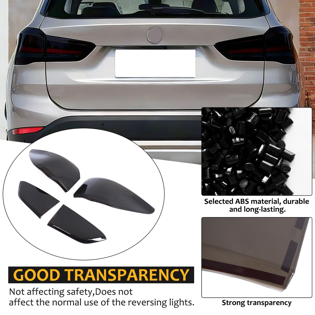 Smoked Black Rear Tail Light Guard Cover Trim Bezel For BMW X1 F48 20-22 US 20