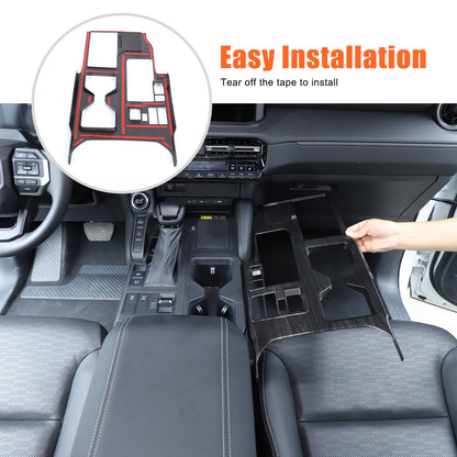 Black Wood Grain Center Console Gear Shift Panel Trim for Toyota Prado LC250 24+ 7