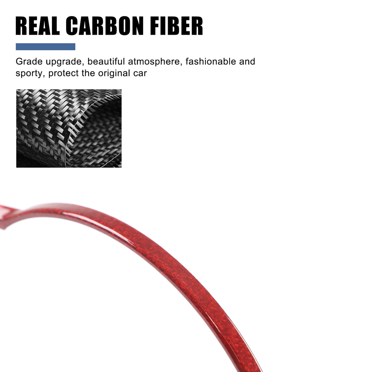 Red Real Carbon Fiber Steering Wheel Trim For Fiat 500 Abarth 595 695 2016+ 4