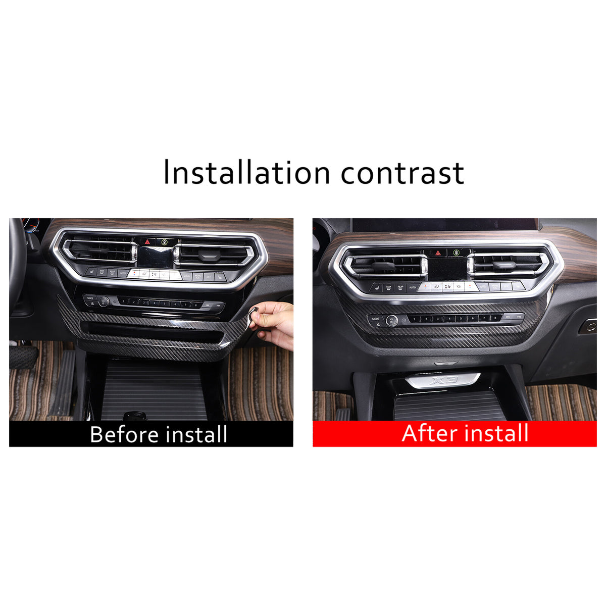 Real Carbon Fiber Air Vent CD Panel Cover Trim For BMW X3 G01 X4 G02 2022-2024 20