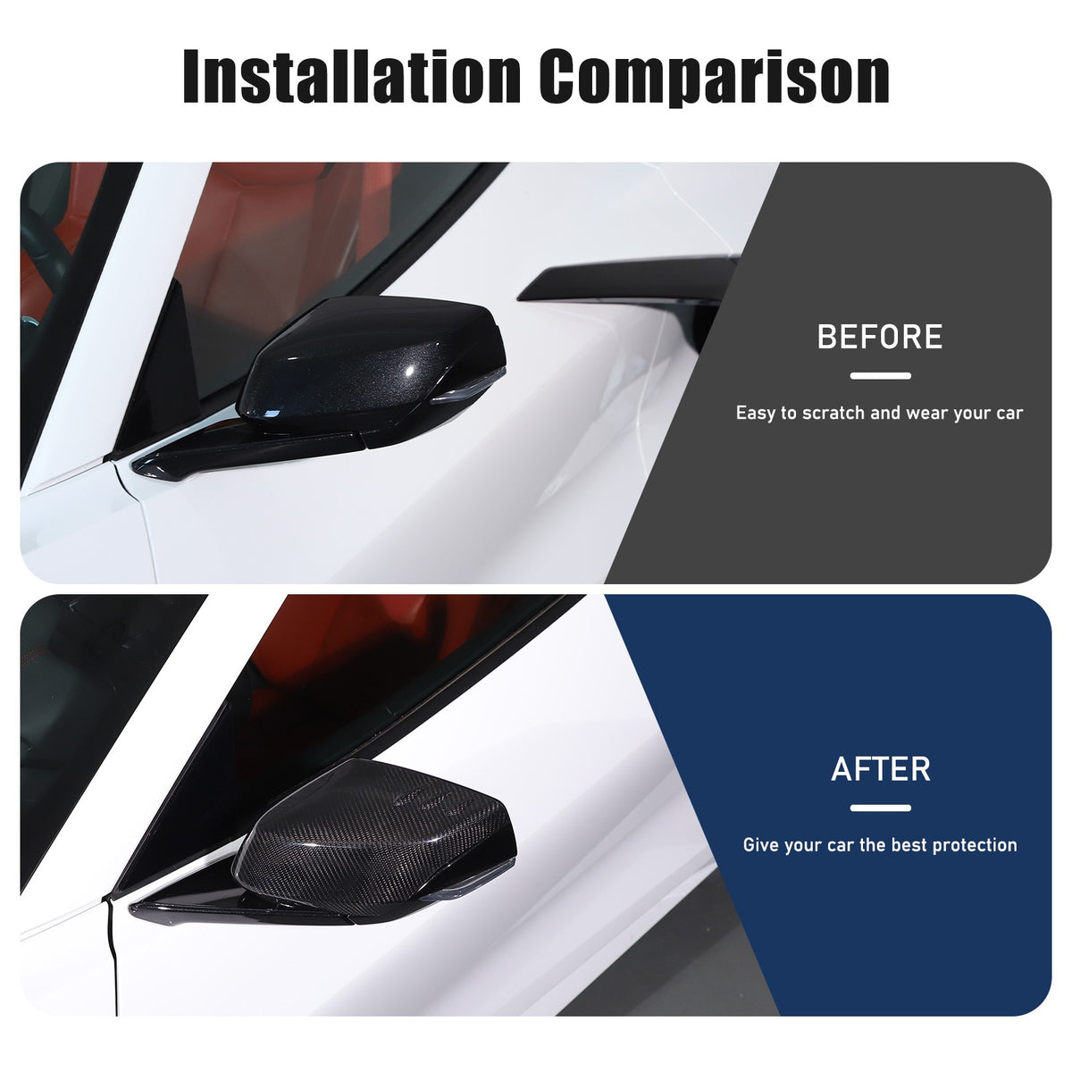 Real Carbon Fiber Side Mirror Air Duct Trim Cover For Corvette C8 2020+ US 21