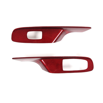 Red Real Carbon Fiber Window Lift Button Cover Trim For Corvette C8 Coupe 20-26 12