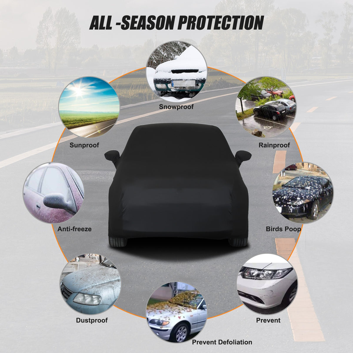 Car Protection Cover Waterproof Sun UV Snow Resistant For Fiat 500 2010-2022 US 16