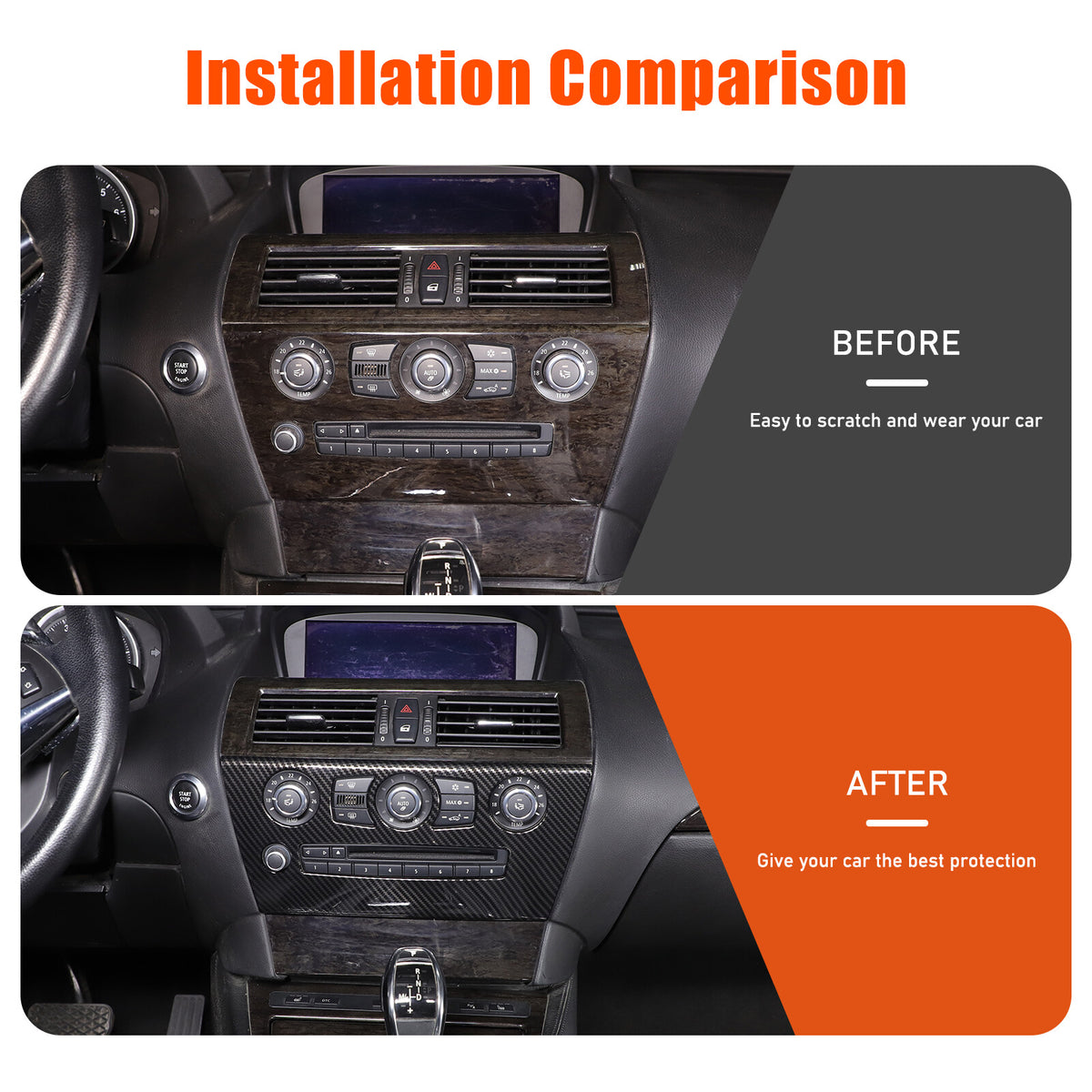 ABS Carbon Center Air Conditioning Cover Trim For BMW 6 Series E63 E64 2004-2009 4