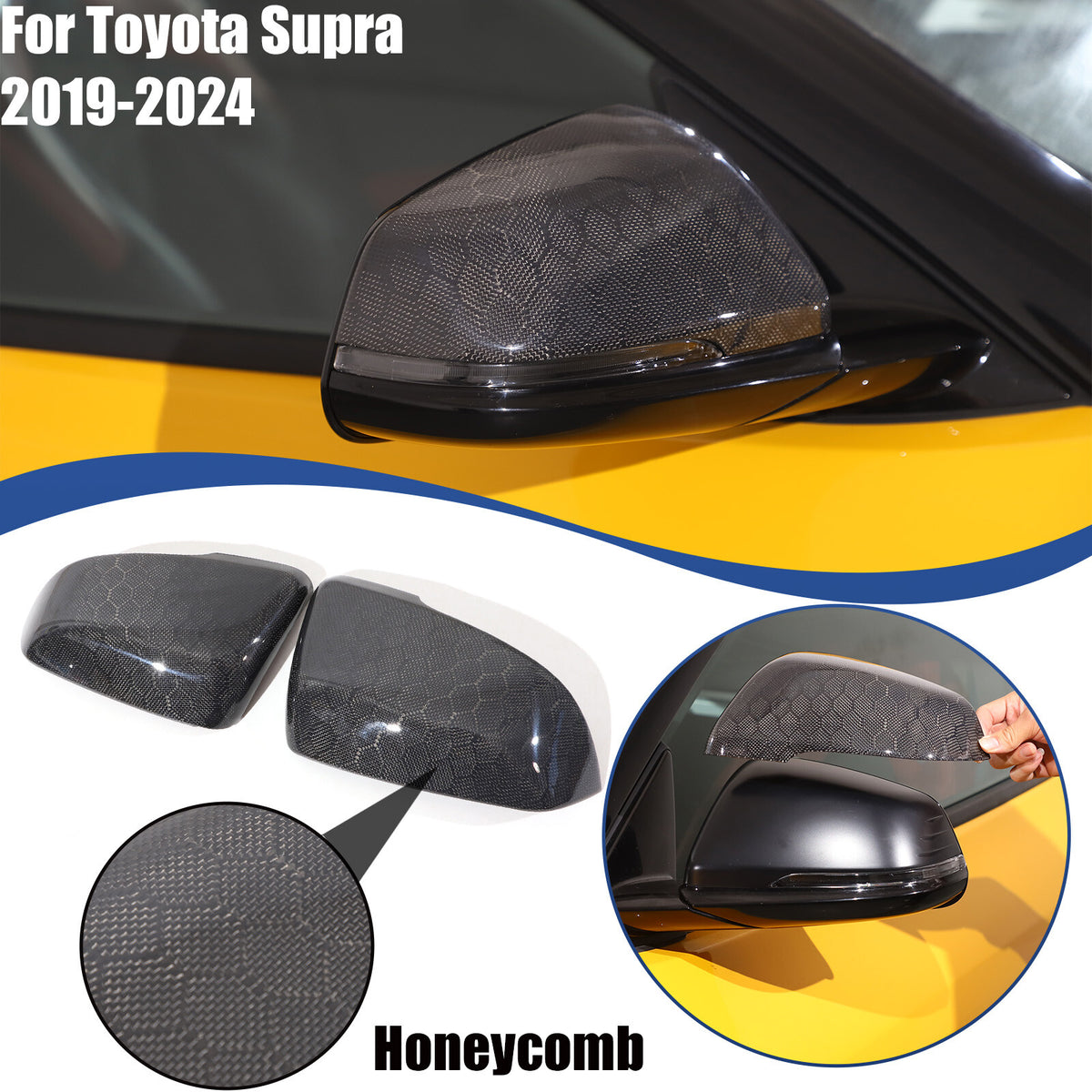 Honeycomb Carbon Fiber Side Mirror Cover Trim Fit For Toyota Supra A90 2019-24 1
