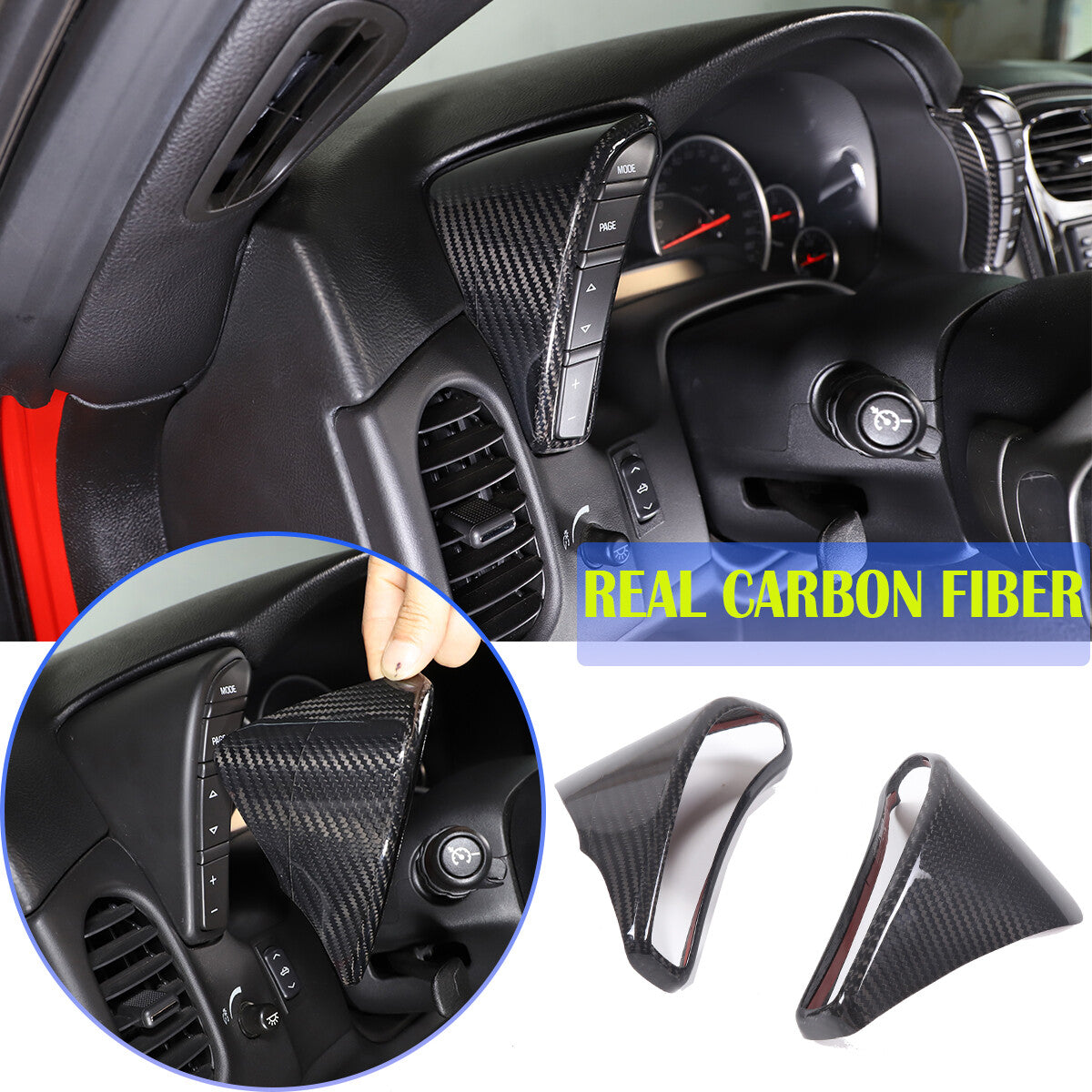 Real Carbon Fiber Dashboard Speedometer Side Cover Trim For Corvette C6 2005-13 1