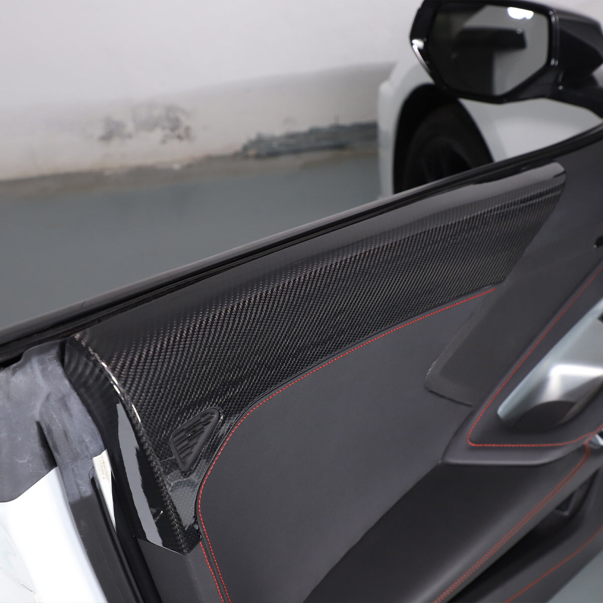 Real Carbon fiber Interior Door Upper Panel trim Cover For Corvette C8 20-26 US 9