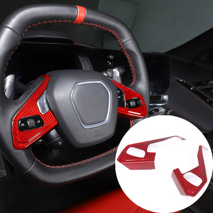 Real Carbon Fiber Steering Wheel Button Trim Cover For Corvette C8 2020-2026 - Variants 1-5 15