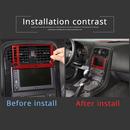 Red Real Carbon Fiber Center Navigation Screen Trim Cover For Corvette C6 05-13 9