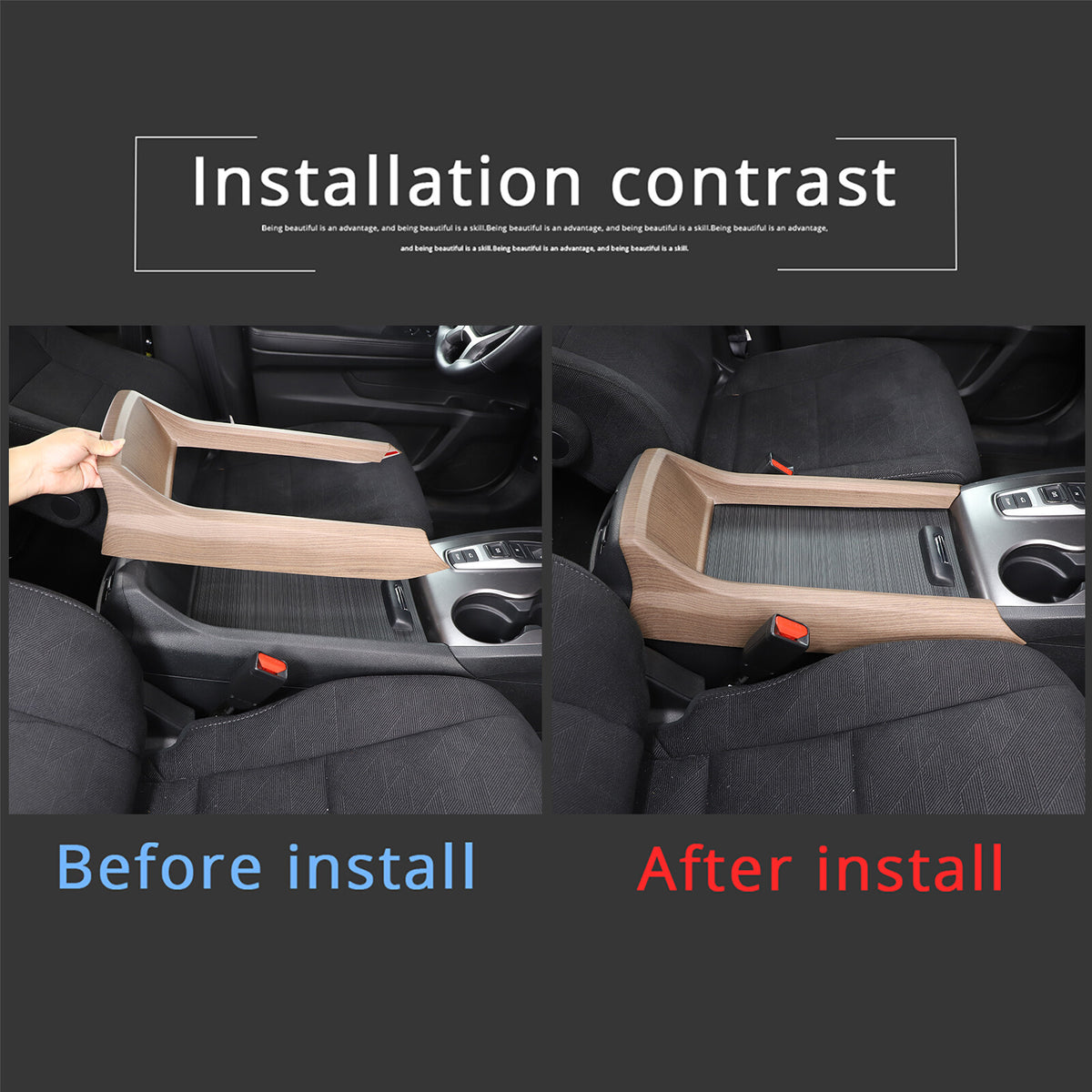 ABS Wood Grain Center Console Armrest Box Side Panel Trim for Honda Pilot 15-22 21
