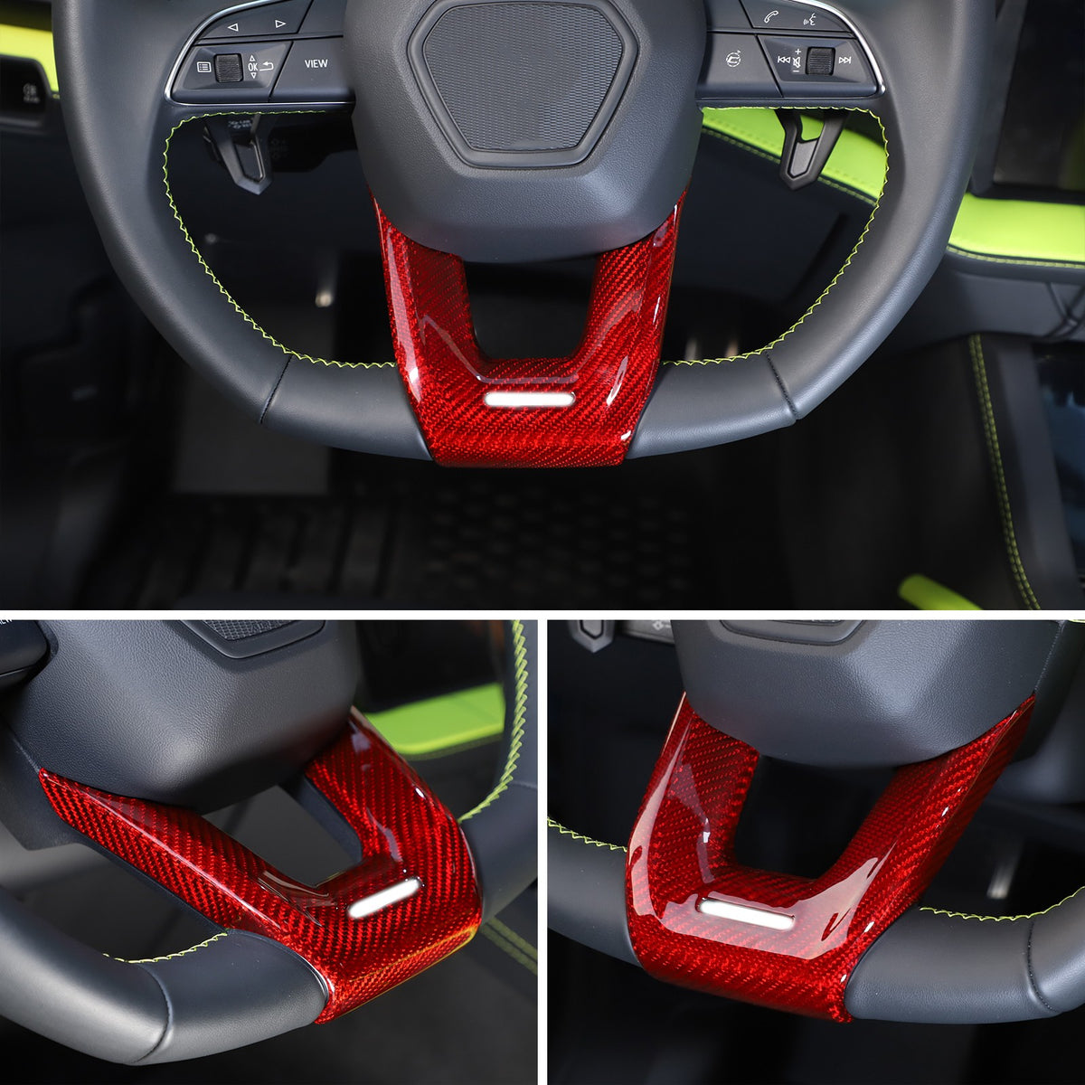 Red Real Carbon Fiber Steering Wheel Trim For Lamborghini Urus/Urus SE 2018-2023 22