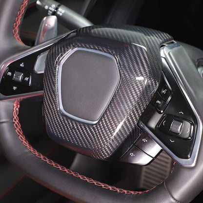 For C8 Corvette Carbon Fiber Steering Wheel Center Surround Cover Set 2020-2026 1