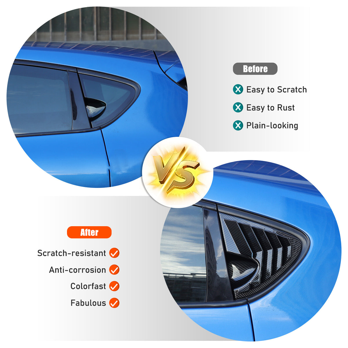 ABS Carbon Fiber Rear Side Window Louver Shutter Cover For Seat Leon MK2 08-12 23