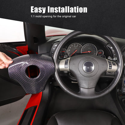 Real Carbon Fiber Center Steering wheel trim cover For Corvette C6 2005-2013 10