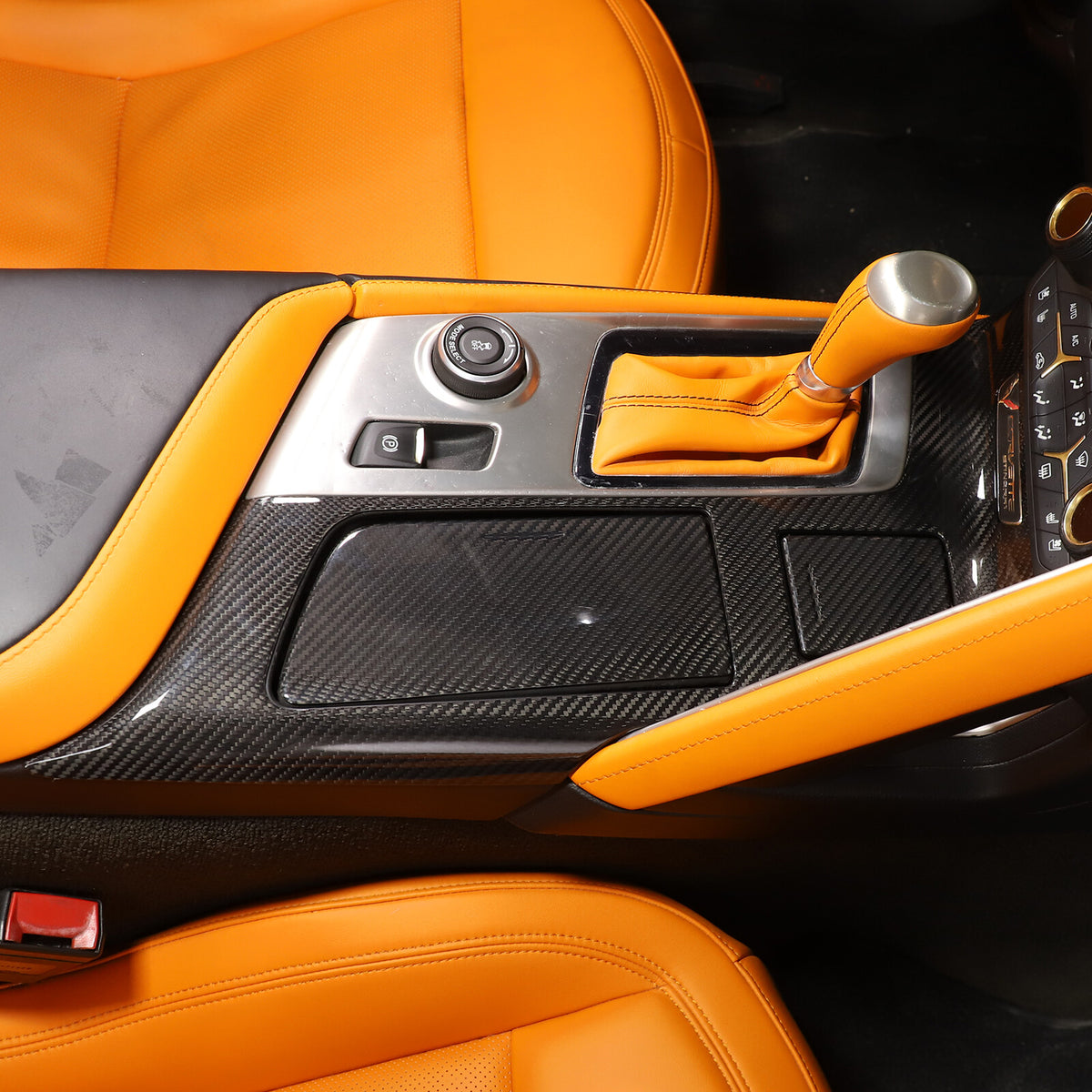 Carbon Fiber For Corvette C7 ZR1 Z06 14-19 Console Water Cup Holder Panel Cover 10