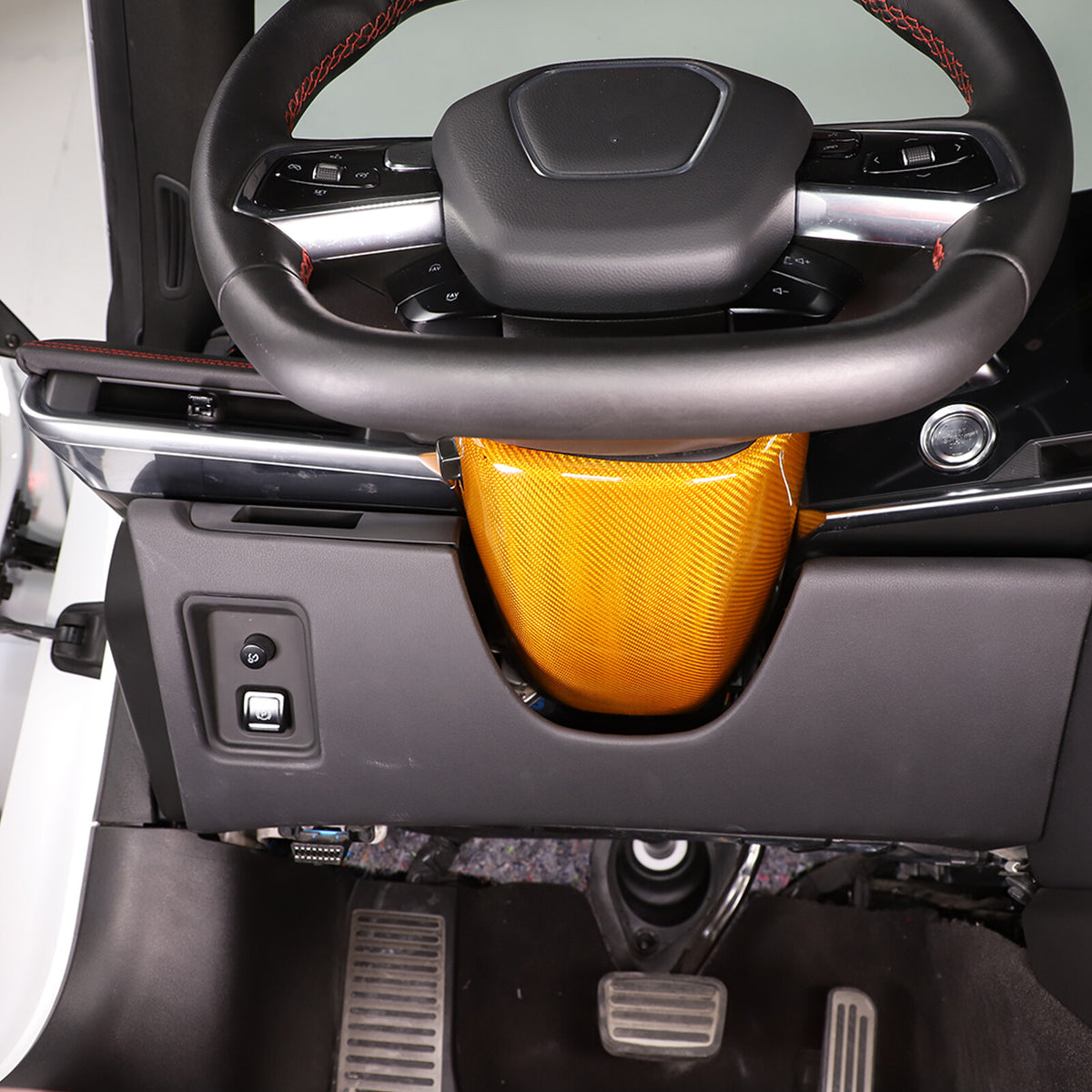 Yellow Carbon fiber Steering Wheel Lower Base Cover For Corvette C8 Z06 20-26 12